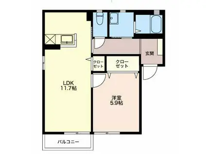 シャーメゾン シーマウス A セ(1LDK/1階)の間取り写真