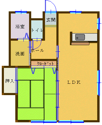 ソレイユ(1LDK/2階)の間取り写真