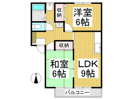 コーポハピネス(2LDK/2階)の間取り写真