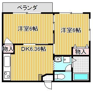 第三カナヤハイツ(2DK/1階)の間取り写真