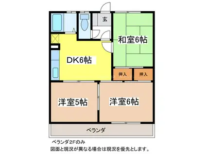 コーポ上條(3DK/2階)の間取り写真