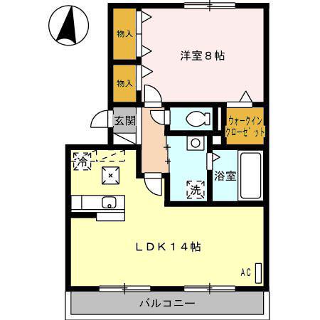 Rルミエール(1LDK/1階)の間取り写真