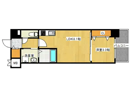 S-RESIDENCE天満町 BARK(1LDK/4階)の間取り写真