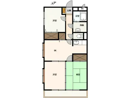 アンリシール(3DK/1階)の間取り写真