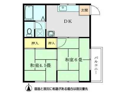 サンハイツ(2DK/2階)の間取り写真