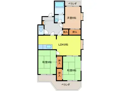 ヴィラサンシャインII(3LDK/3階)の間取り写真