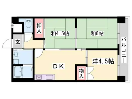 ピアイースト姫路白浜(3DK/2階)の間取り写真