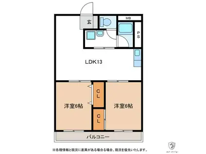 東海ステーションハイツ(2LDK/7階)の間取り写真