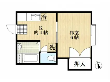 ハイツ73M(1K/2階)の間取り写真