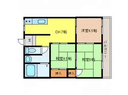 織田ハイツ(3DK/2階)の間取り写真