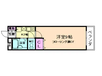 箕面喜晃ビル(1K/3階)の間取り写真