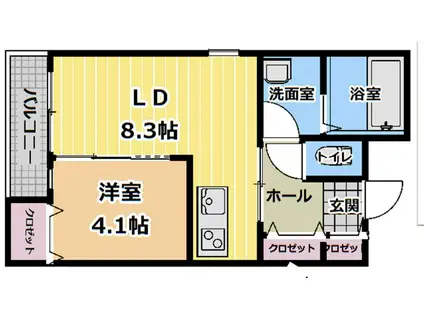 アリビア西明石(1LDK/2階)の間取り写真