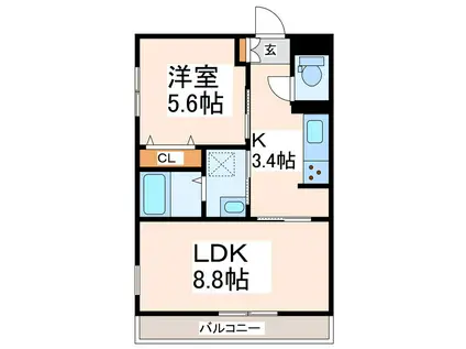 LAVIE長嶺(1LDK/3階)の間取り写真