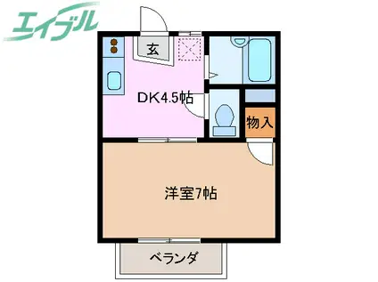 アーバンフラッツ(1DK/2階)の間取り写真
