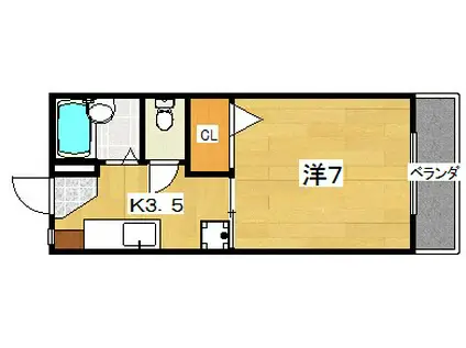 グリーンヒルハイツ(1K/2階)の間取り写真