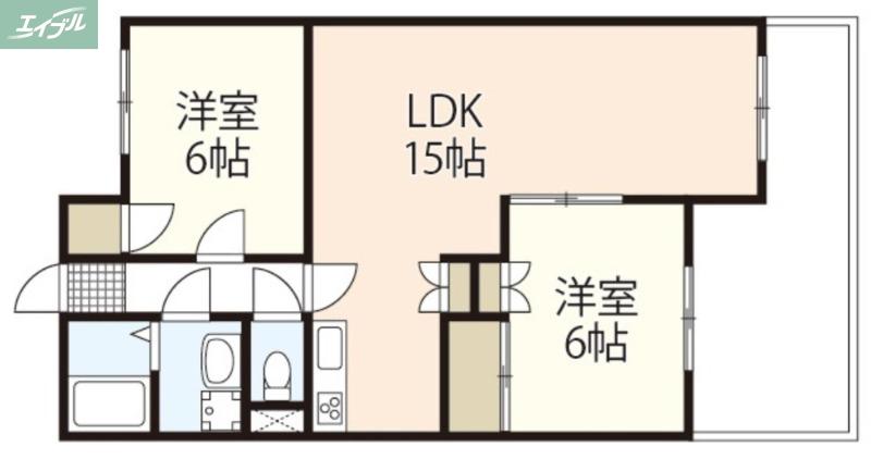 AコートヴィレッジI(2LDK/2階)の間取り写真