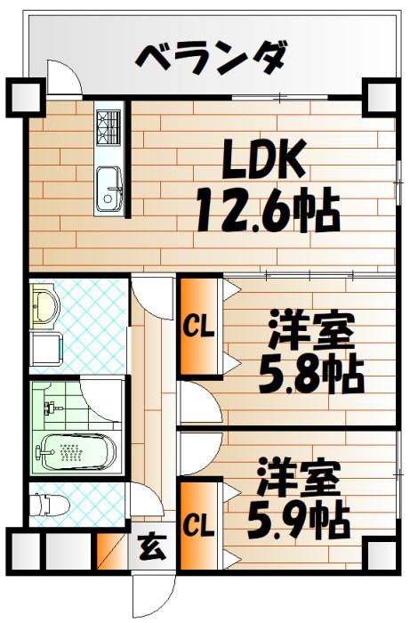 AMAZING HEART(2LDK/2階)の間取り写真