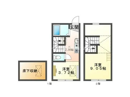 プランドール(1DK/1階)の間取り写真