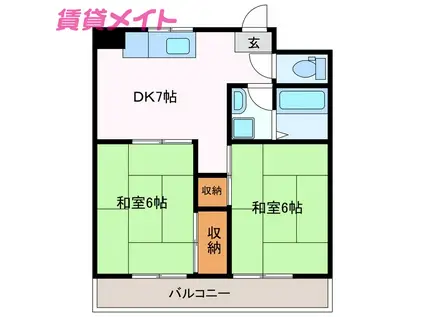 ワシントンコーポラス(2DK/2階)の間取り写真