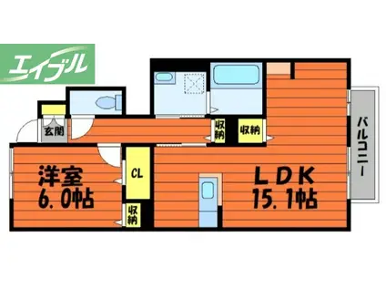 ザルツブルク中林(1LDK/1階)の間取り写真