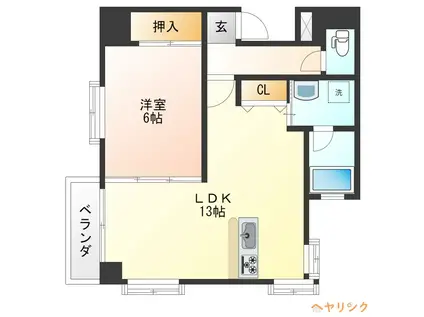 シティハイツ石原(1LDK/9階)の間取り写真