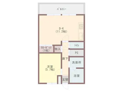 グランドール鴻池(1DK/2階)の間取り写真