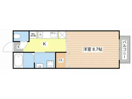 コーポ華樹(1K/1階)の間取り写真