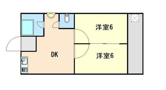 石産マンション(2DK/4階)の間取り写真