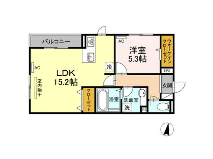 プレンティー新徳田(1LDK/2階)の間取り写真
