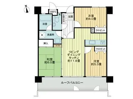 ライオンズマンション具志(3LDK/5階)の間取り写真