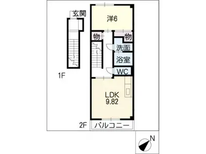ハイステージラカーサ(1LDK/2階)の間取り写真
