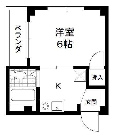 ハイツL(1K/2階)の間取り写真