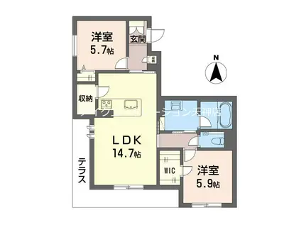 グランフォレスト赤坂(2LDK/1階)の間取り写真
