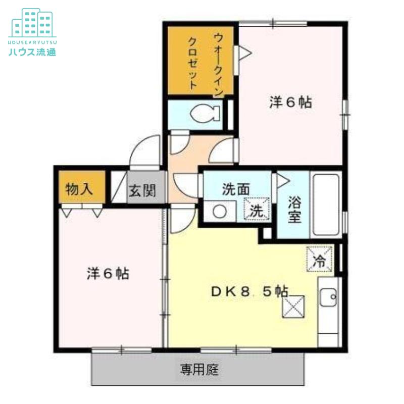 ラフィーネ三城(2DK/1階)の間取り写真