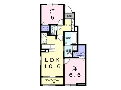 スリージェメゾン II(2LDK/1階)の間取り写真