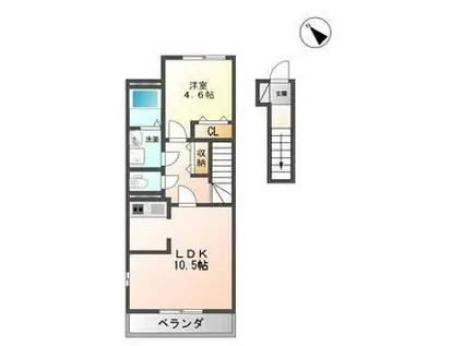 CUORE(1LDK/2階)の間取り写真