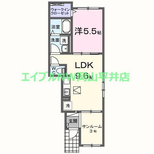 フレグランス(1LDK/1階)の間取り写真