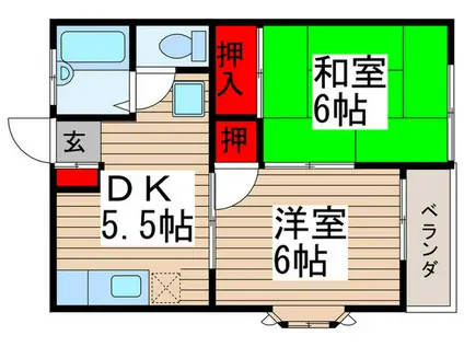 フローラルヒロⅠ(2DK/1階)の間取り写真