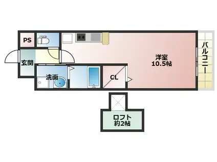 サンアビテ(ワンルーム/2階)の間取り写真