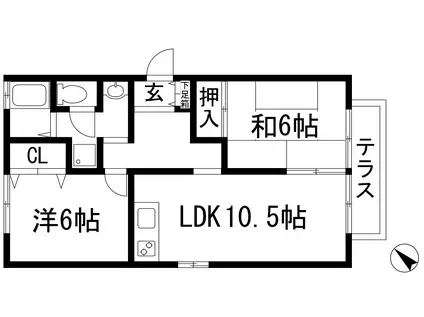 ヴェール伊丹B(2LDK/1階)の間取り写真