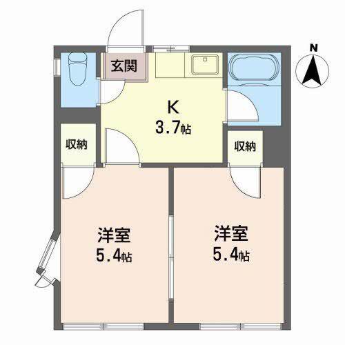 プラザ菊池(2K/1階)の間取り写真