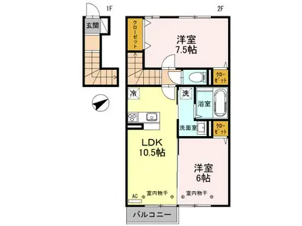 D-ROOM横田(2LDK/2階)の間取り写真