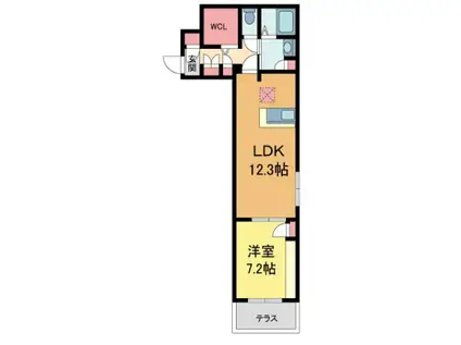 トレノーヴェ夙川(1LDK/1階)の間取り写真