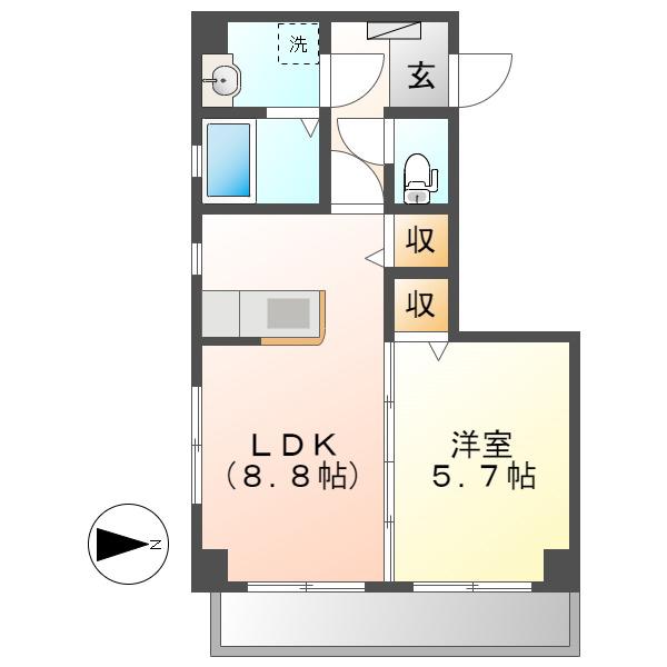 JU・JU(1LDK/1階)の間取り写真