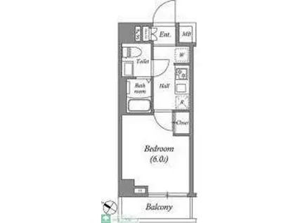 GENOVIA南行徳SKYGARDEN(1K/1階)の間取り写真
