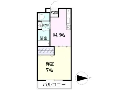 ドミール小林(1DK/3階)の間取り写真