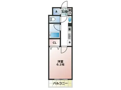 エクレール白糸台(1K/3階)の間取り写真