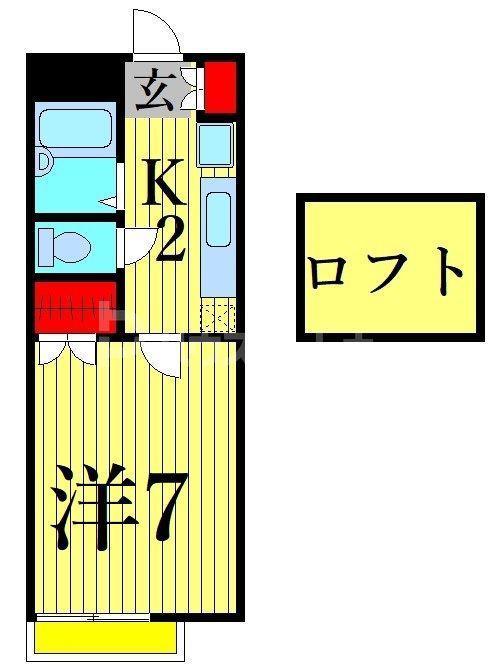 グラントールI(1K/2階)の間取り写真