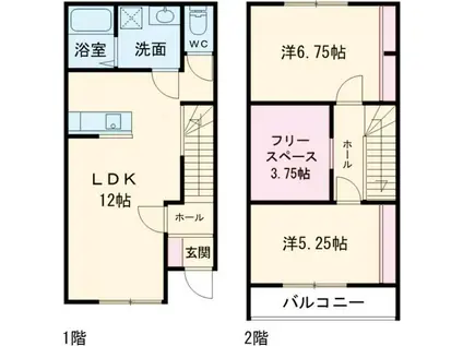 カーサ・ソラーナA(2SLDK/1階)の間取り写真