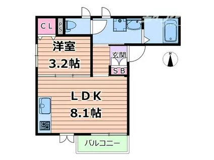GLAN CASALIA吹田内本町(1LDK/3階)の間取り写真